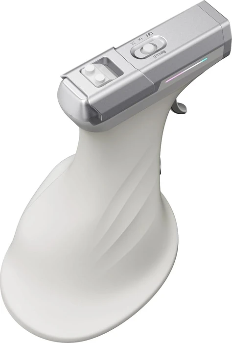 Ragnok ErgoStrike7 Wireless Gun Mouse mit Rückstoß-Funktion, vertikal, weiß/silber, USB/Bluetooth