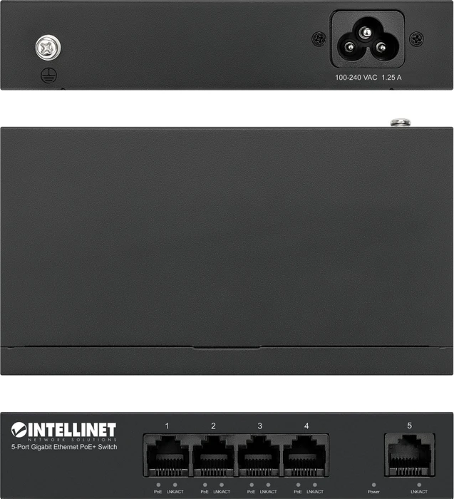 Intellinet Desktop Gigabit Switch, 5x RJ-45, 40W PoE+