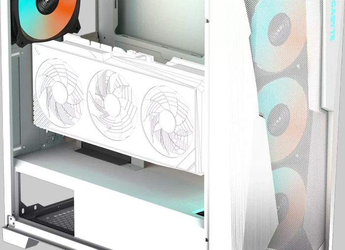GIGABYTE C301 Glass White V2, weiß, Glasfenster
