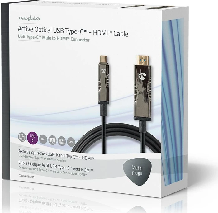 Nedis USB-C 3.1 [Stecker] auf HDMI [Stecker] 4K 60Hz Adapterkabel schwarz, 20m