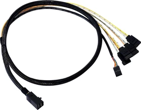 LSI mini SAS HD x4 [SFF-8643] auf 4x SATA Kabel mit Seitenband, 1m (CBL-SFF8643-SATASB-10M / LSI00411)