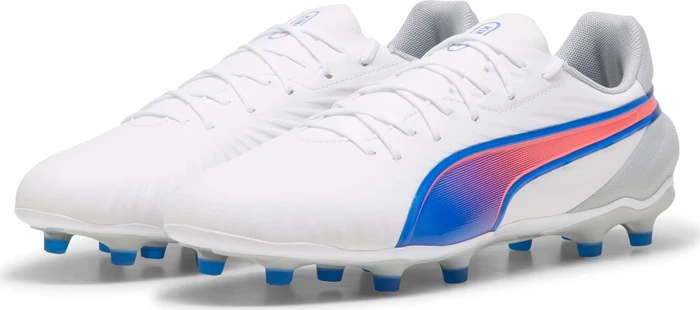 Puma King Match FG/AG puma white/bluemazing/flat light gray