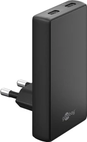 Wentronic Goobay USB-C PD GaN Dual-Schnellladegerät 90° Flat 45W schwarz