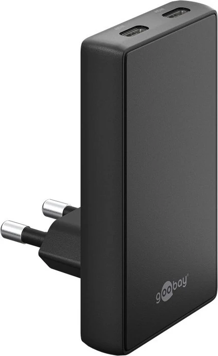 Wentronic Goobay USB-C PD GaN Dual-Schnellladegerät 90° Flat 45W schwarz