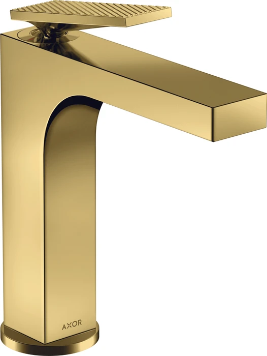 Hansgrohe Axor Citterio 160 Waschbeckenarmatur mit Hebelgriff Ablauffernbedienung und Rautenschliff polished goldoptik