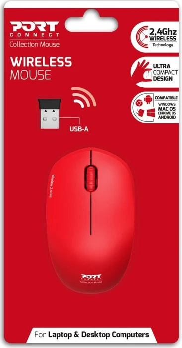 Port Designs Wireless Mouse Collection rot, USB