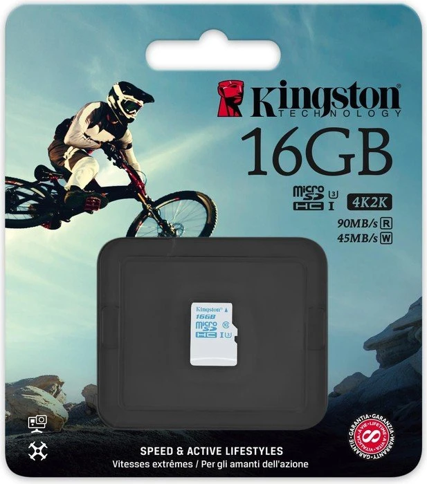 Kingston Action Camera R90/W45 16GB, UHS-I U3, Class 10