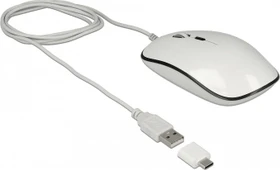 DeLOCK Optische 4-Tasten Desktop Maus, USB + USB-C-Adapter (12532)