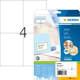 Herma Etiketten Premium, A6, weiß, matt, 10 Blatt (40 Etiketten)