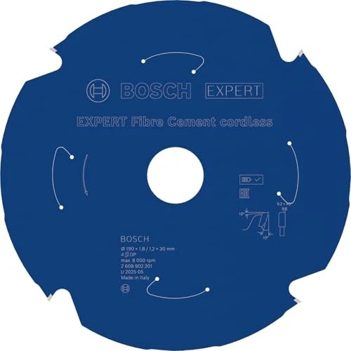 Bosch Professional Expert Fibre Cement Cordless Kreissägeblatt 4Z, 190x1.8x30mm, 1 Stück