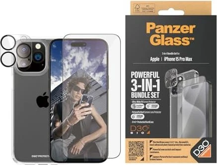 PanzerGlass 3-in-1 Set für Apple iPhone 15 Pro Max transparent