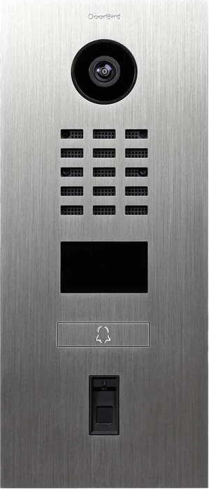 DoorBird D2101FV Fingerprint 50 IP Video Türstation mit 1 Ruftaste silber, Edelstahl V2A, gebürstet, inkl. Unterputzgehäuse
