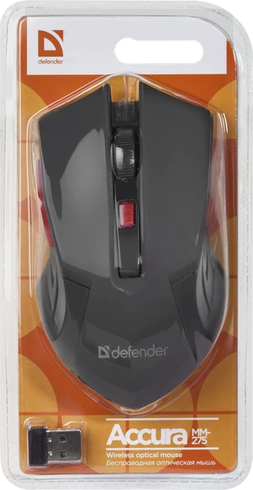 Defender Accura MM-275 Wireless Optical Mouse schwarz/rot, USB