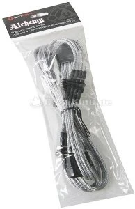 BitFenix Alchemy SATA-Stromadapter 4-Pin [IDE] auf 4x 15-Pin [SATA] 20cm, sleeved silber