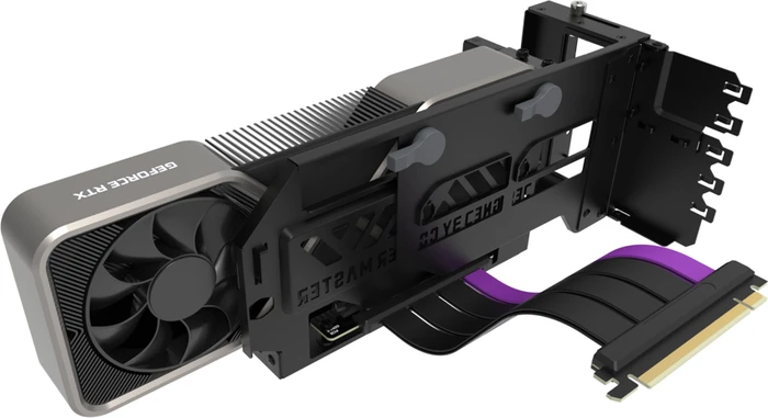 Cooler Master Vertical Graphics Card Holder Kit V3 Riser Card, inkl. PCI-Slot Blende, gewinkelt, PCIe 4.0, 165mm, schwarz