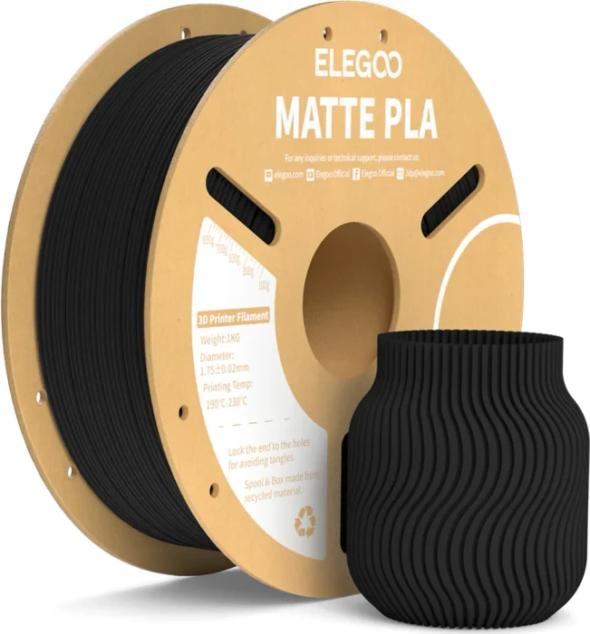 Elegoo PLA Matte, schwarz, Spule, 1.75mm, 1.00kg
