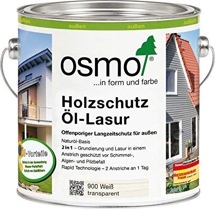Osmo Holzschutz Öl-Lasur 900 außen weiß, 2.5l