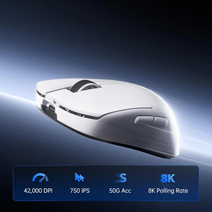 Mchose L7 Ultra+ 8K Lightweight Wireless Gaming Mouse, weiß, USB/Bluetooth