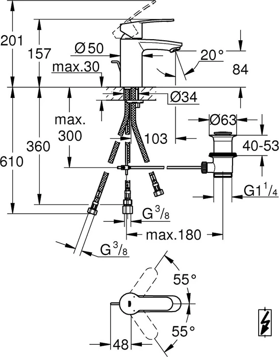 Grohe Eurostyle Cosmopolitan ND Einhand-Waschbeckenarmatur 1/2" S-Size mit Ablauffernbedienung chrom
