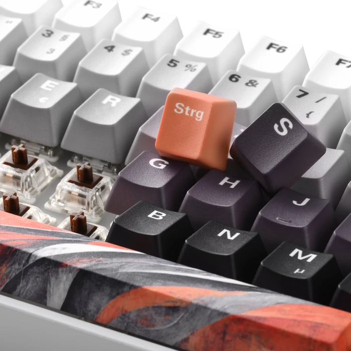 Sharkoon Skiller SGK50 S3 Design Bundle D6 - XXL Mousemat+Keycaps, Kunststoff (PBT) Double-Shot, grau/orange, 85 Tasten, ISO-DE