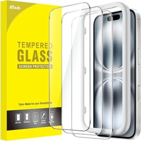 JETech Displayschutzglas für Apple iPhone 16, 3er-Pack