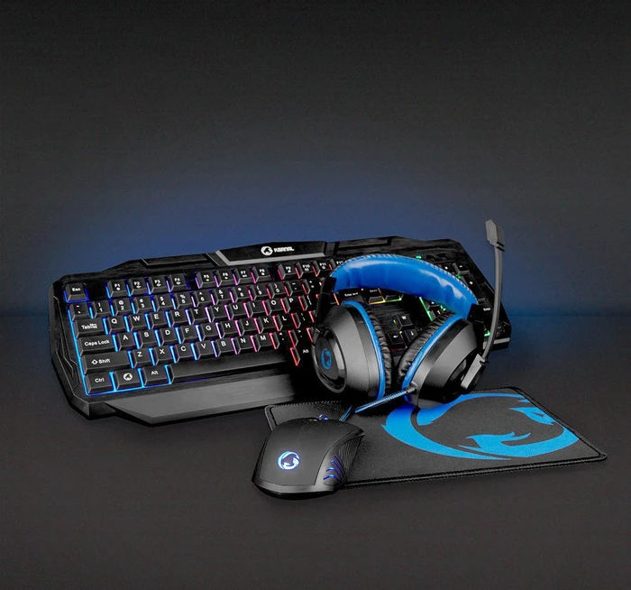 Nedis 4in1 Gaming Combo Kit, Tastatur, Headset, Maus und Mousepad, USB, DE
