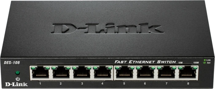 D-Link DES-100 Desktop Switch, 8x RJ-45