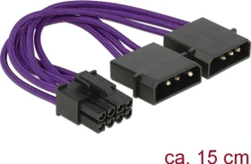 DeLOCK 8-Pin PCIe auf 2x 4-Pin Molex Adapter, 15cm, violett (83705)
