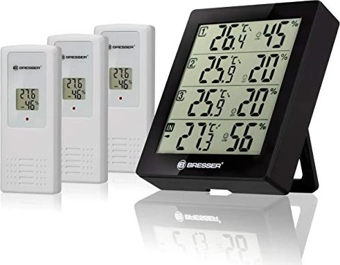 Bresser Temeo Hygro Quadro Funkwetterstation schwarz, digital