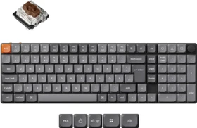Keychron K17 Max, grau, LEDs RGB, Gateron LOW PROFILE 2.0 BROWN, USB/Bluetooth, DE