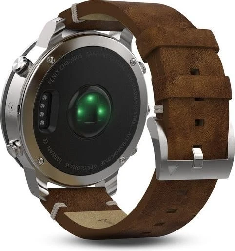 Garmin Fenix Chronos silber mit Lederarmband