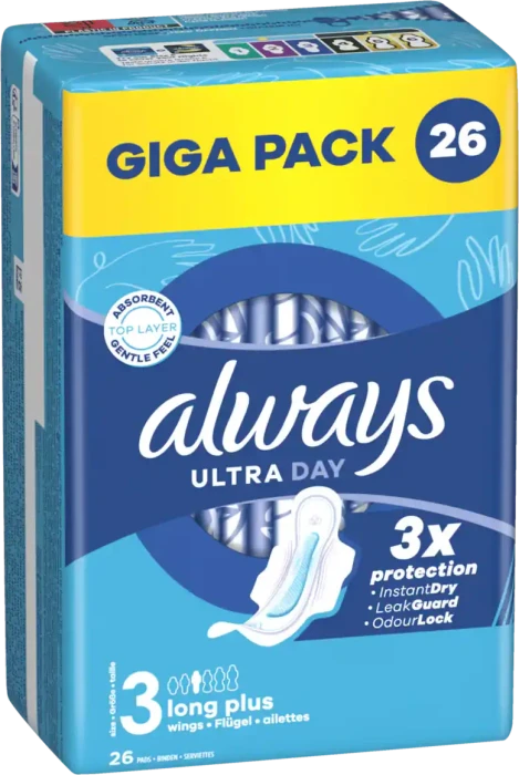 Always Ultra Day Long Plus mit Flügeln Größe 3, 26 Stück