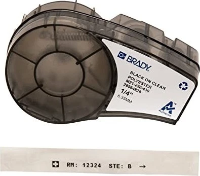 Brady Polester Transparent Beschriftungsband, 6.5mm, schwarz/transparent