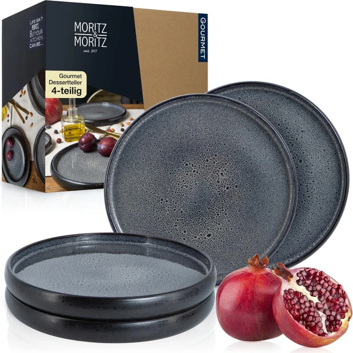 Moritz & Moritz SOLID Dessertteller grau reaktiv, 4 Stück (4162)