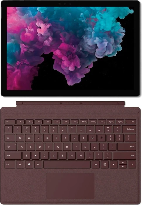 Microsoft Surface Pro 6, Platin, Core m3-7Y30, 4GB RAM, 128GB, Surface Pro Signature Type Cover Bordeaux rot