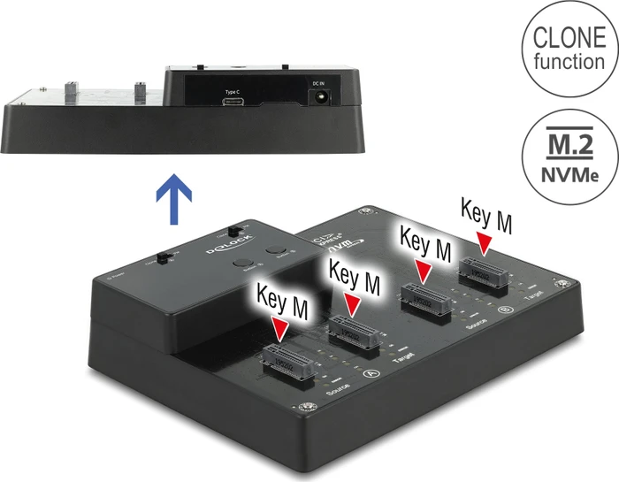 DeLOCK 4x M.2 PCIe Dockingstation mit Klon-Funktion, USB-C 3.1
