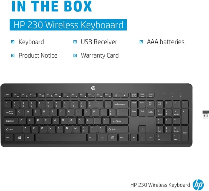HP 230 Wireless Keyboard, USB, DE
