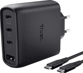 Trust Maxo GaN-USB-Tischladegerät mit 65W und 4 Anschlüssen schwarz