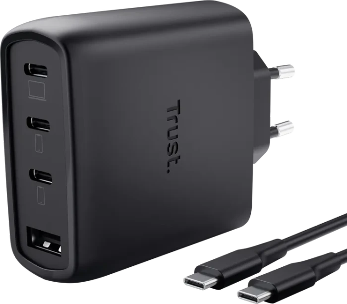 Trust Maxo GaN-USB-Tischladegerät mit 65W und 4 Anschlüssen schwarz