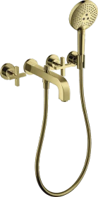 Hansgrohe Axor Citterio 3-Loch Wannenkombination mit Kreuzgriffen und Rosetten polished goldoptik