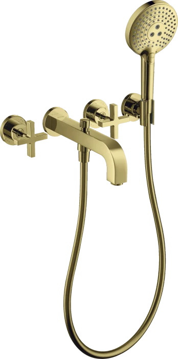 Hansgrohe Axor Citterio 3-Loch Wannenkombination mit Kreuzgriffen und Rosetten polished goldoptik