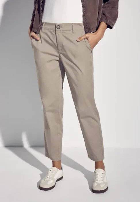 Street One Softe Twill Chino Hose buff grey (Damen)