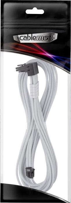CableMod C-Series Pro ModMesh, 12V-2x6 Kabel, StealthSense, Corsair Type 5, 16-Pin PCIe Stecker auf 16-Pin PCIe 5.1 12V-2x6 Stecker, Adapterkabel, 90°, weiß, 65cm