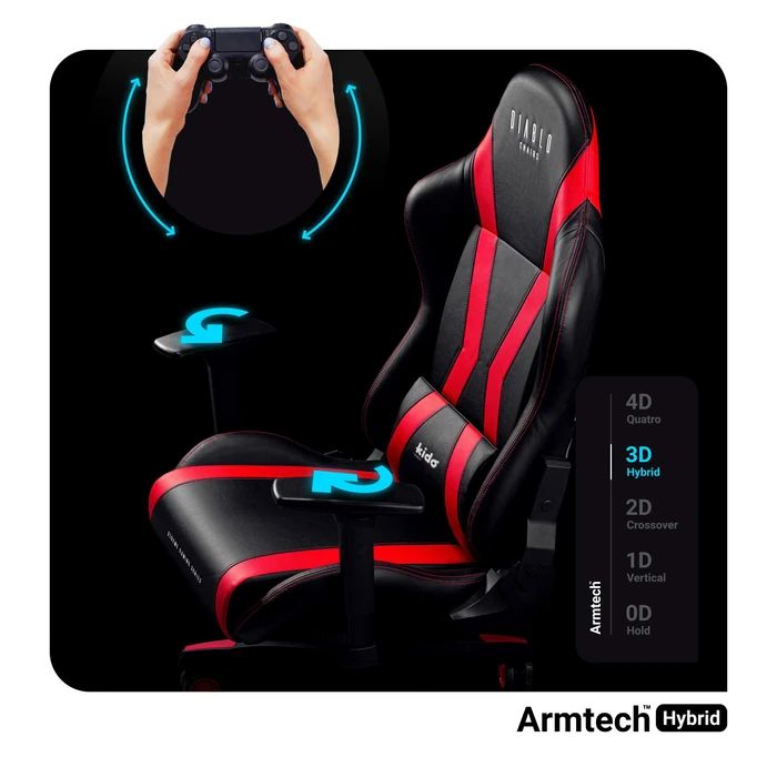 Diablo Chairs X-Horn 2.0 Kido Kinder-Gamingstuhl, schwarz/rot