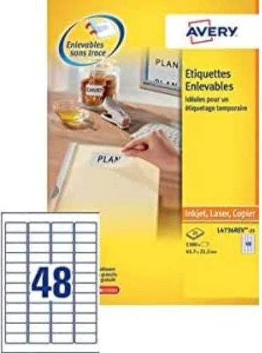 Avery-Zweckform Etiketten, A4, ablösbar, weiß, 25 Blatt (25 Etiketten)