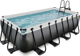 Exit Toys Black Leather Frame Pool mit Sandfilterpumpe rechteckig 400x200x100cm