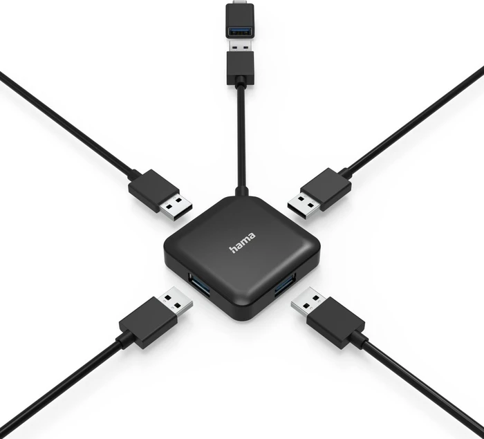 Hama USB-Hub, 4x USB-A 3.0, USB-A/USB-C 3.0 [Stecker]