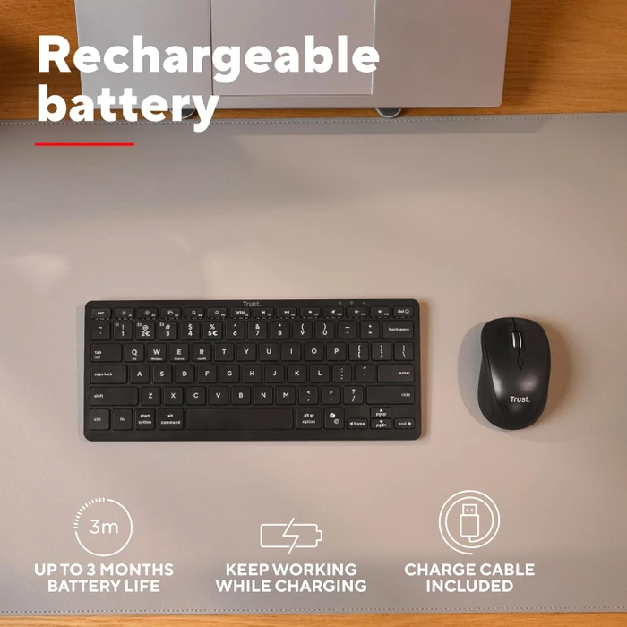 Trust Vira Multi-Device Wireless Keyboard, schwarz, Bluetooth, UK