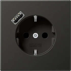 Jung SCHUKO-Steckdose mit USB-Ladegerät Safety+, anthrazit