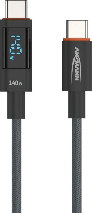Ansmann USB-C Kabel, USB 2.0, 480Mb/s, 140W PD 3.1, USB-C Stecker auf USB-C Stecker, schwarz, 2m